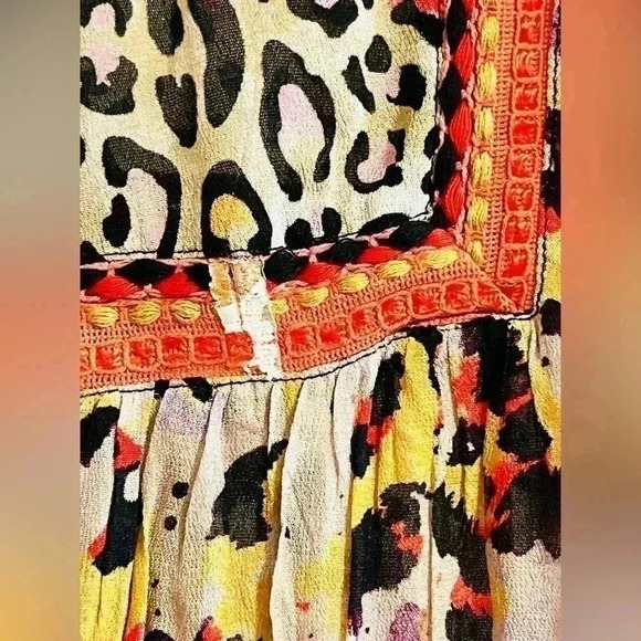 Anthropologie Bl-nk Joelle Leopard Peasant Blouse Size XS NWT - Picture 3 of 15